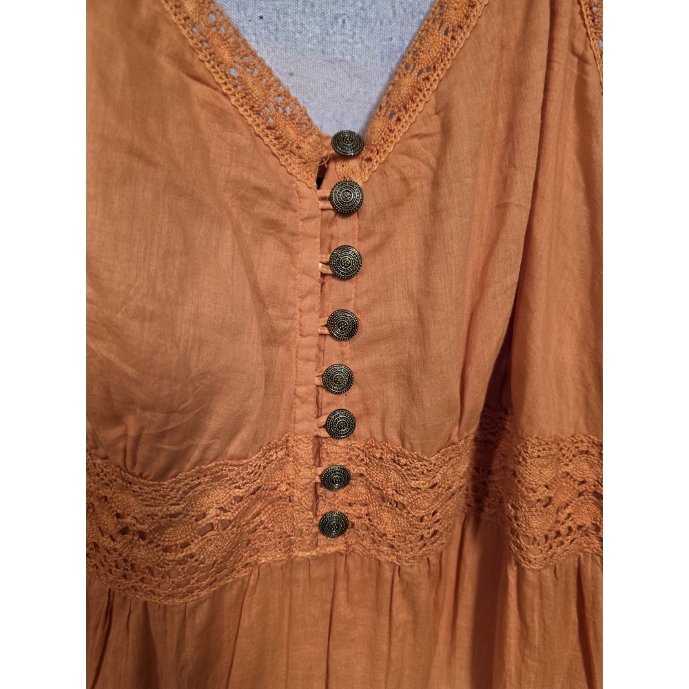 Ashley Stewart Boho Ombré Tiered Maxi Dress Orange Green Lace Details Plus Sz 18 - Picture 4 of 14